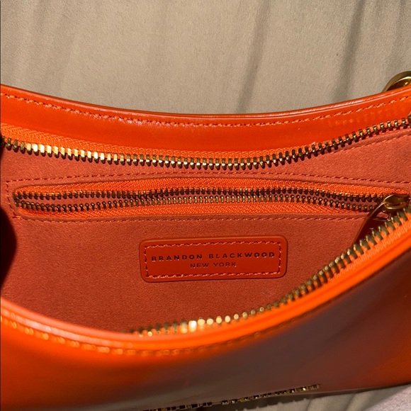 Brandon Blackwood Orange Shoulder Bag with Gold Chain - Picture 2 of 2